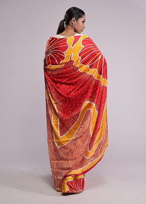Red Georgette Saree With Blouse Piece