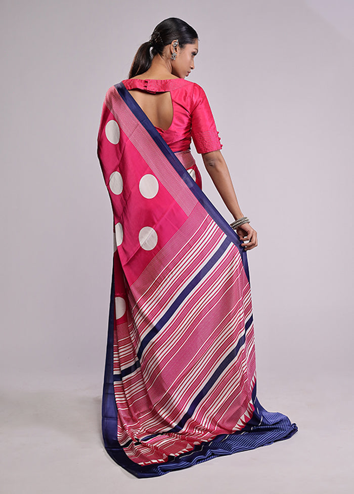 Pink Georgette Saree With Blouse Piece