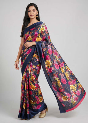 Purple Georgette Saree With Blouse Piece
