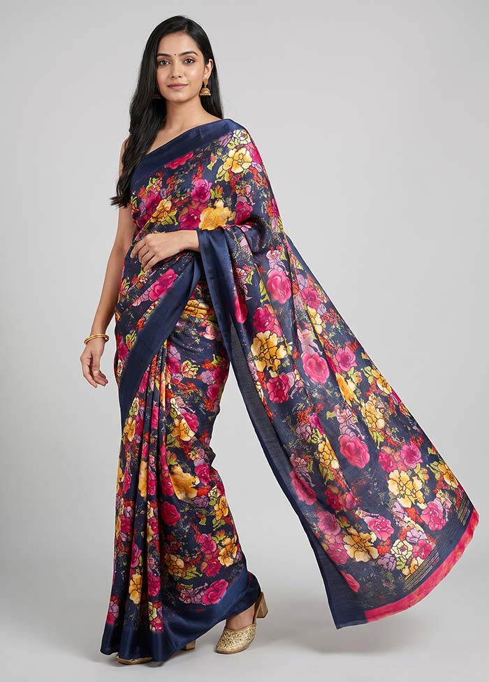 Purple Georgette Saree With Blouse Piece