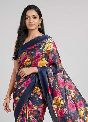Purple Georgette Saree With Blouse Piece