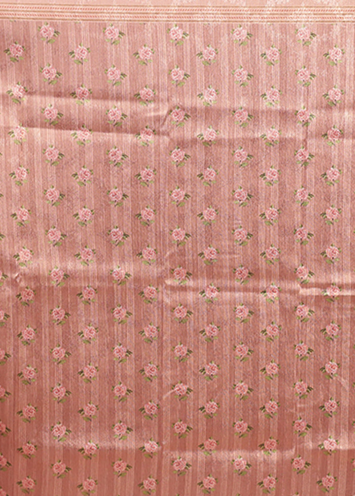 Pink Tissue Silk Saree With Blouse Piece
