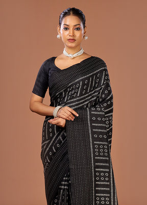 Black Tussar Silk Saree With Blouse Piece