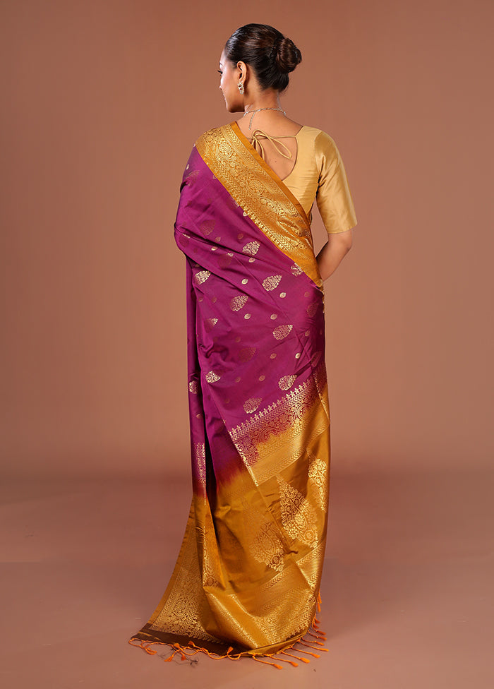 Purple Kanjivaram Silk Saree With Blouse Piece