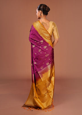 Purple Kanjivaram Silk Saree With Blouse Piece