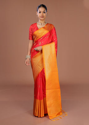 Red Kanjivaram Silk Saree With Blouse Piece