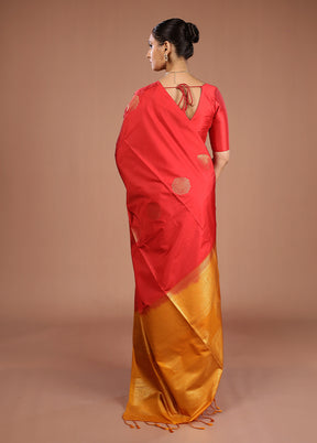 Red Kanjivaram Silk Saree With Blouse Piece