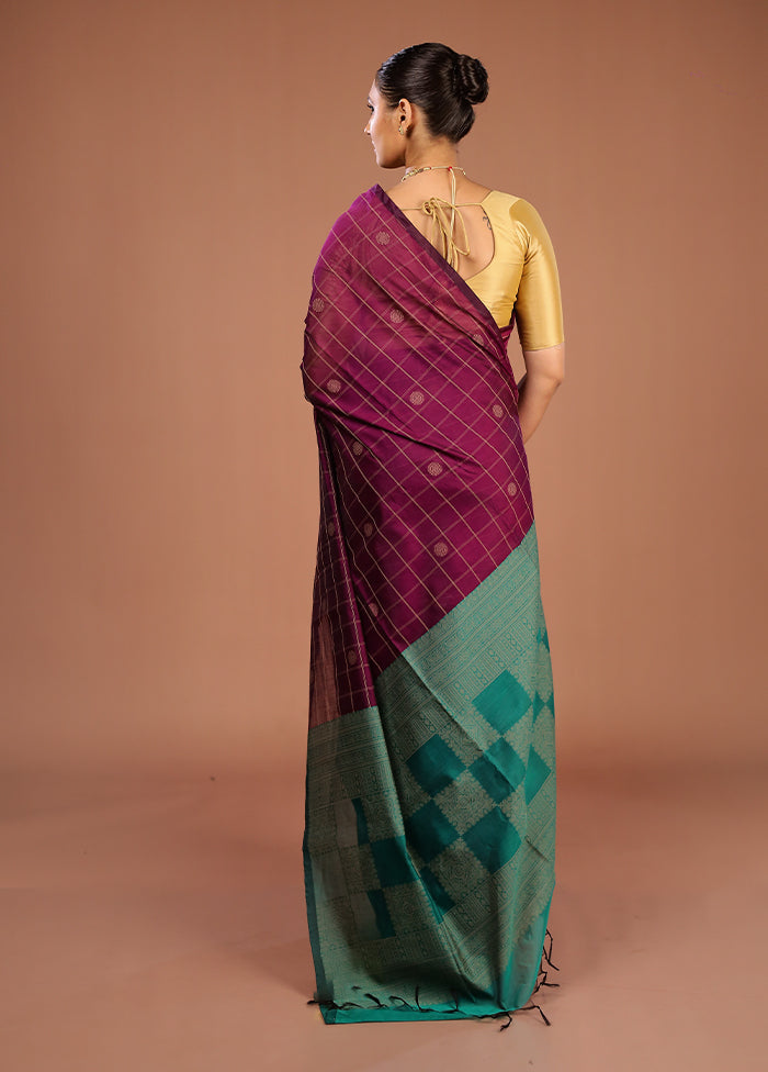 Purple Cotton Saree With Blouse Piece
