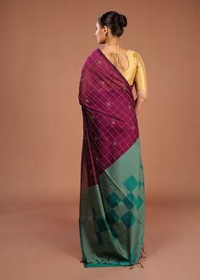 Purple Cotton Saree With Blouse Piece