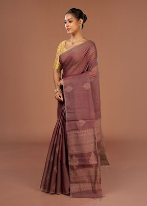 Purple Cotton Saree With Blouse Piece