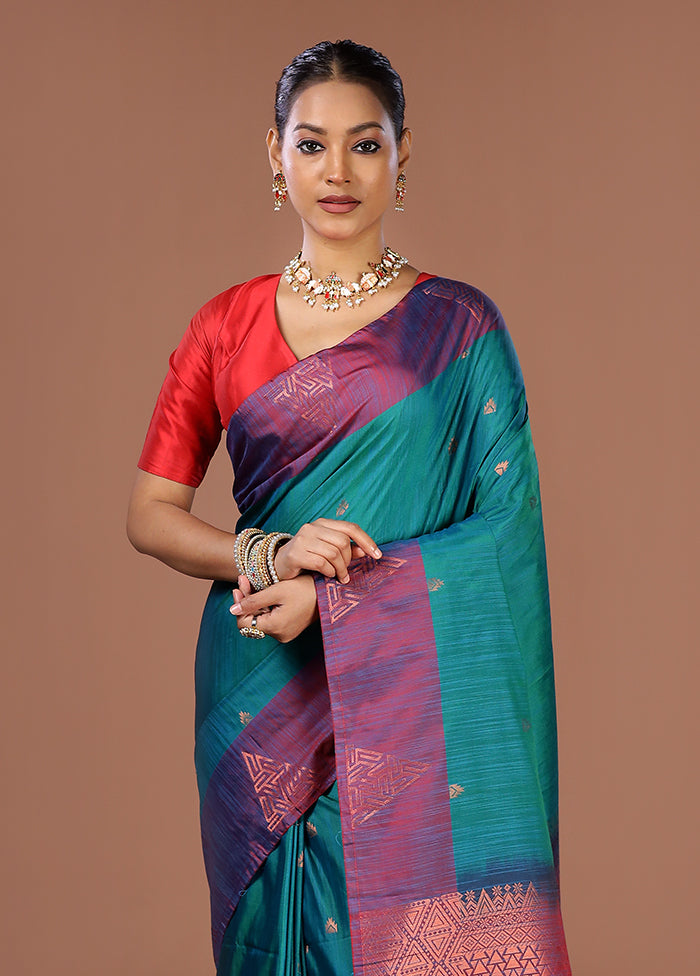 Green Kanjivaram Silk Saree With Blouse Piece
