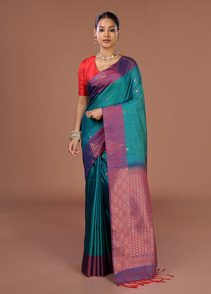 Green Kanjivaram Silk Saree With Blouse Piece