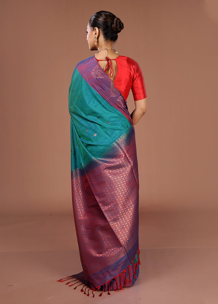 Green Kanjivaram Silk Saree With Blouse Piece