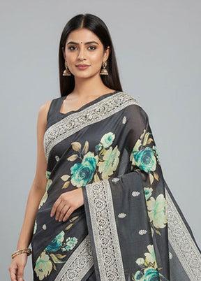 Black Tussar Silk Saree With Blouse Piece