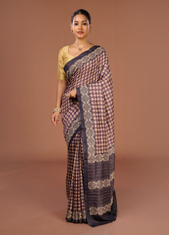Purple Tussar Silk Saree With Blouse Piece