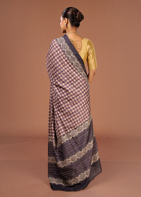 Purple Tussar Silk Saree With Blouse Piece