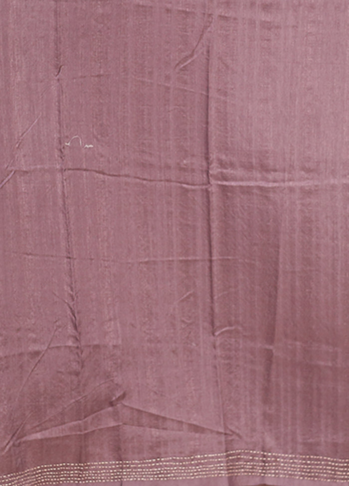 Purple Tussar Silk Saree With Blouse Piece