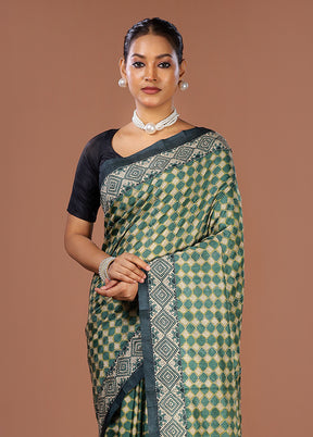 Cream Tussar Silk Saree With Blouse Piece