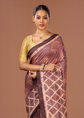 Purple Tussar Silk Saree With Blouse Piece