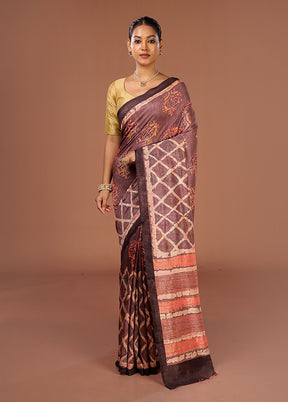 Purple Tussar Silk Saree With Blouse Piece