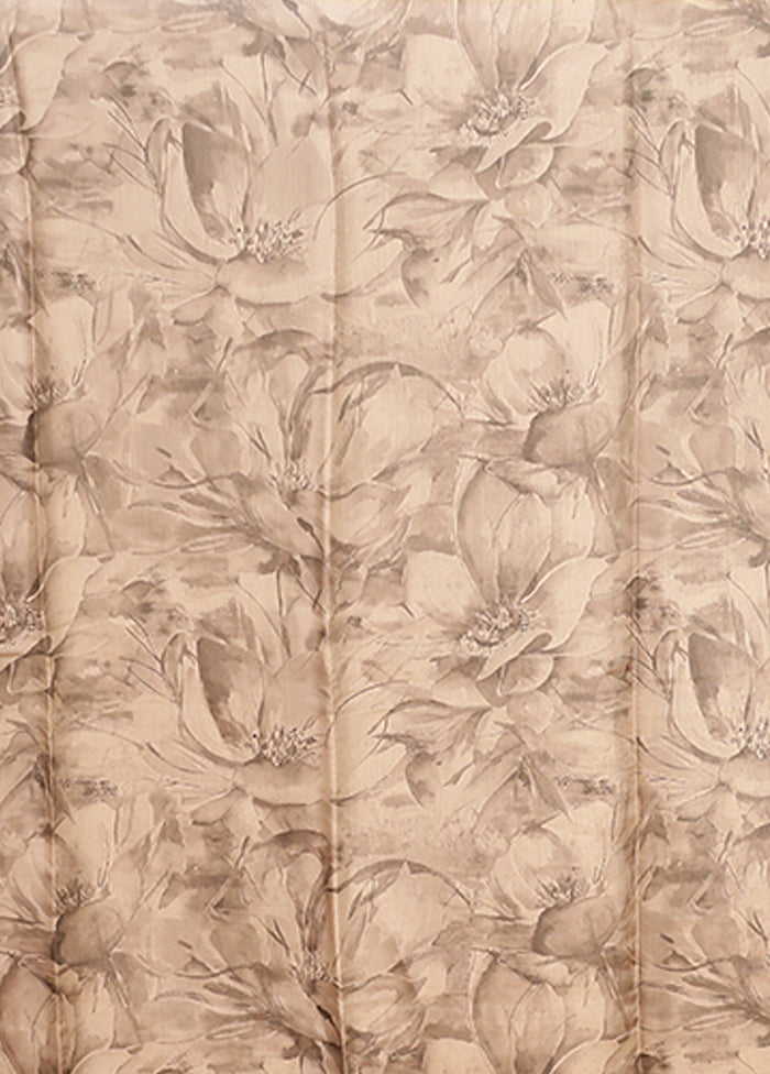 Cream Tussar Silk Saree With Blouse Piece