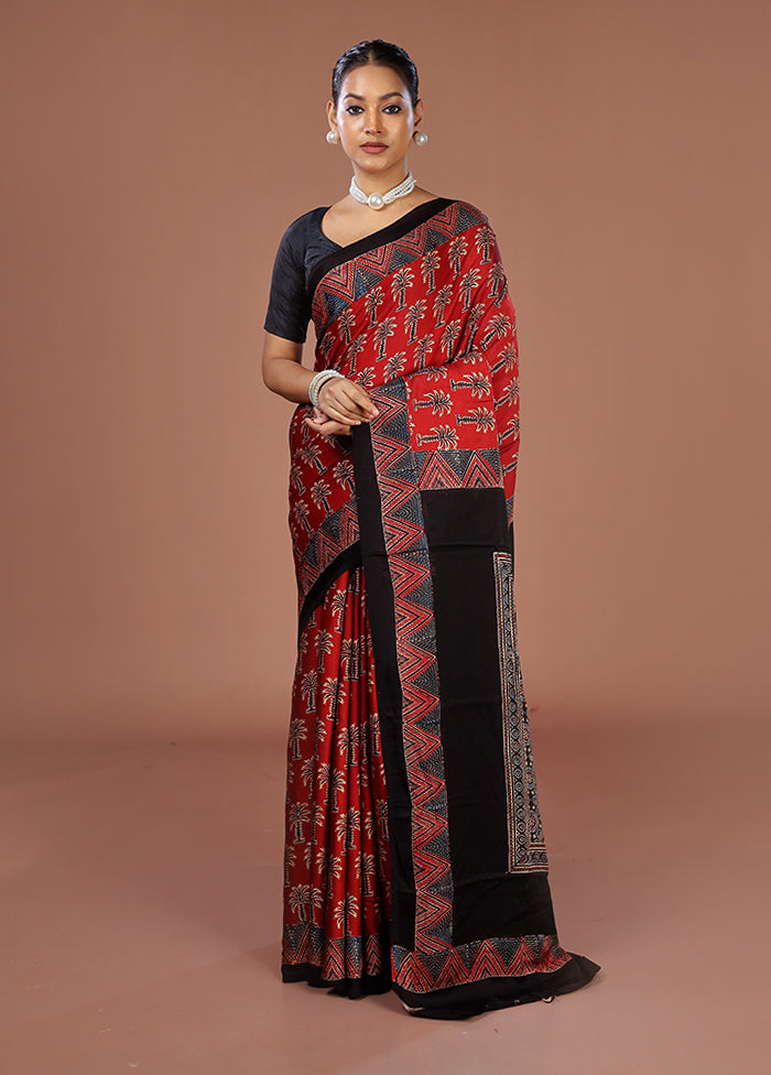 Black Printed Silk Saree Without Blouse Piece