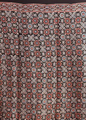 Black Printed Pure Silk Saree Without Blouse Piece