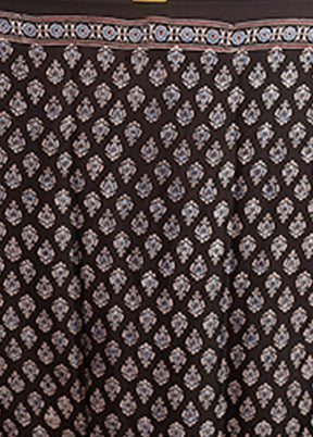 Black Printed Pure Silk Saree Without Blouse Piece
