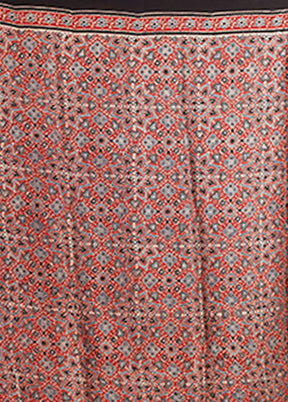 Maroon Printed Pure Silk Saree Without Blouse Piece