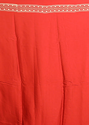 Red Printed Pure Silk Saree Without Blouse Piece