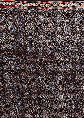 Black Printed Pure Silk Saree Without Blouse Piece