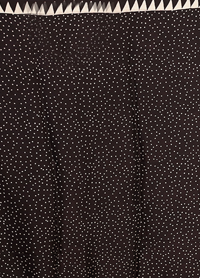 Black Printed Pure Silk Saree Without Blouse Piece