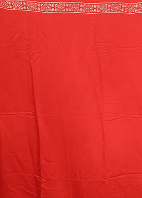 Red Printed Pure Silk Saree Without Blouse Piece