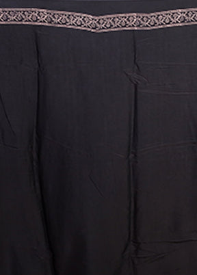 Black Printed Pure Silk Saree Without Blouse Piece