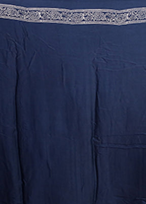 Blue Printed Pure Silk Saree Without Blouse Piece