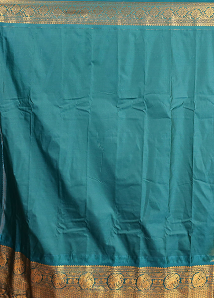 Cream Gadwal Silk Saree Without Blouse Piece