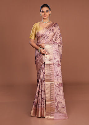 Pink Tussar Silk Saree With Blouse Piece