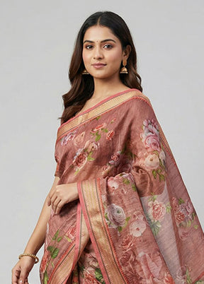 Purple Tussar Silk Saree With Blouse Piece