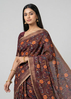 Purple Tussar Silk Saree With Blouse Piece