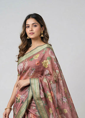 Purple Tussar Silk Saree With Blouse Piece