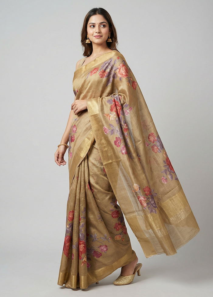 Green Tussar Silk Saree With Blouse Piece