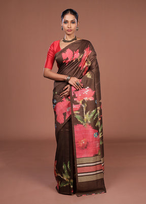 Brown Tussar Silk Saree With Blouse Piece
