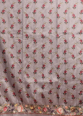 Grey Tussar Silk Saree With Blouse Piece
