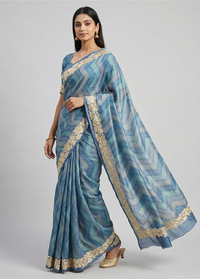 Grey Tussar Silk Saree With Blouse Piece