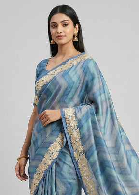 Grey Tussar Silk Saree With Blouse Piece