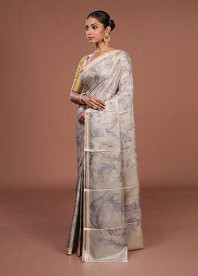 Cream Tussar Silk Saree With Blouse Piece