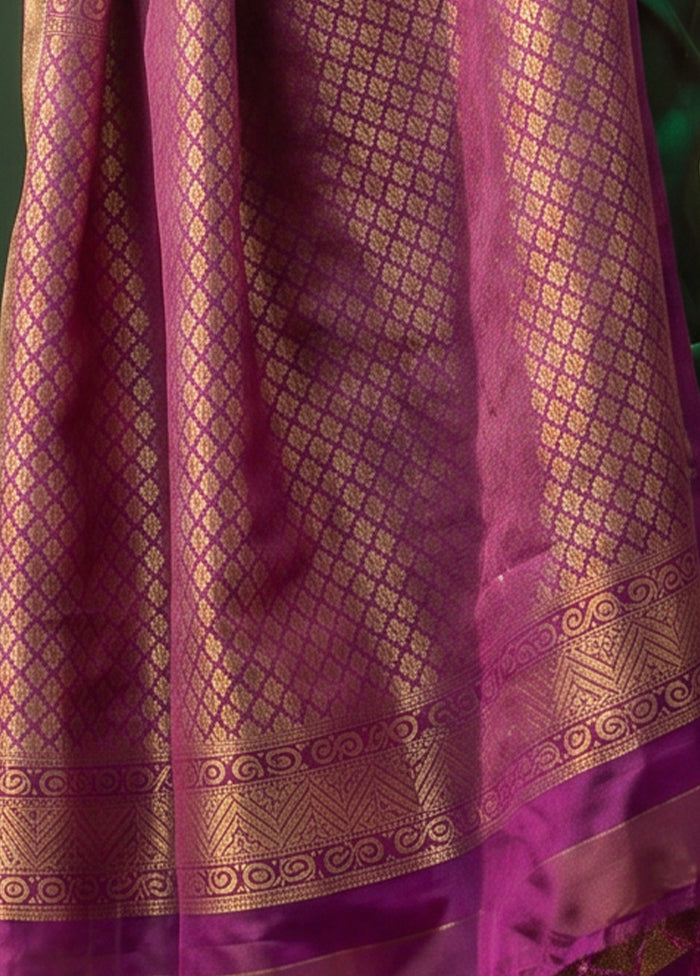 Green Handloom Kanjivaram Pure Silk Saree With Blouse Piece