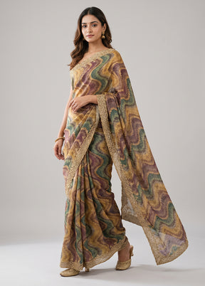 Cream Tussar Silk Saree With Blouse Piece