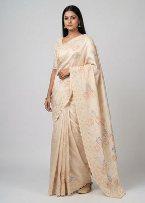 Pink Tussar Silk Saree With Blouse Piece