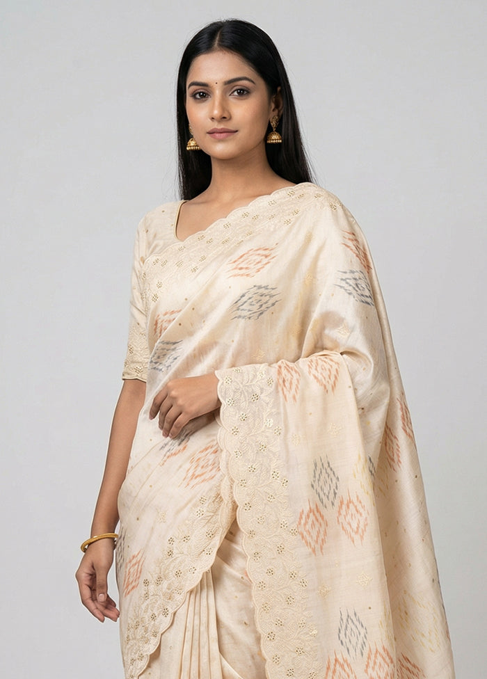 Pink Tussar Silk Saree With Blouse Piece